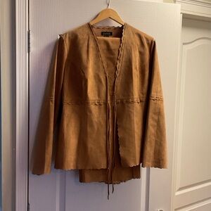 Danier Tan Brown Leather Blazer with Matching Skirt